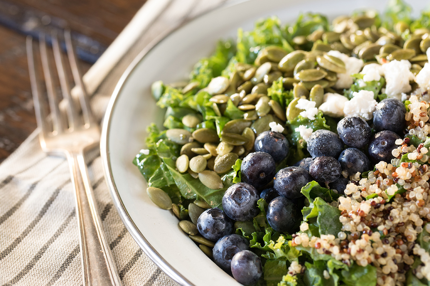 Blueberry Walnut Quinoa Kale Salad Hero